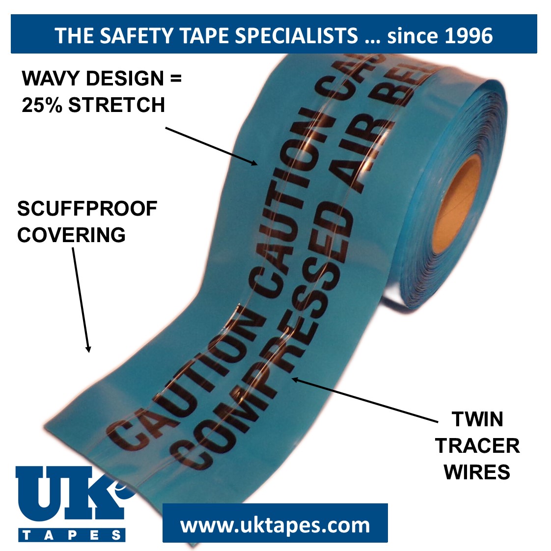 WAVEYWIRE&trade;  detection tape:  COMPRESSED AIR