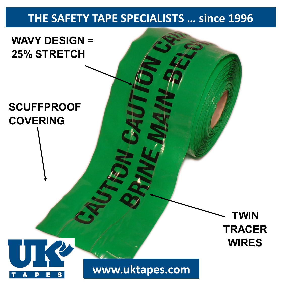 WAVEYWIRE&trade;  detection tape:  BRINE MAIN