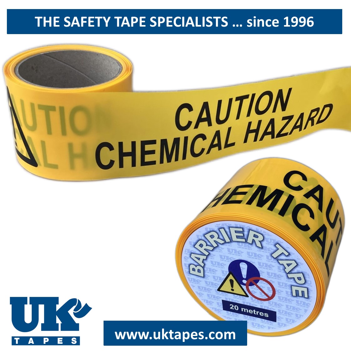 CAUTION CHEMICAL HAZARD barrier tape (20M)