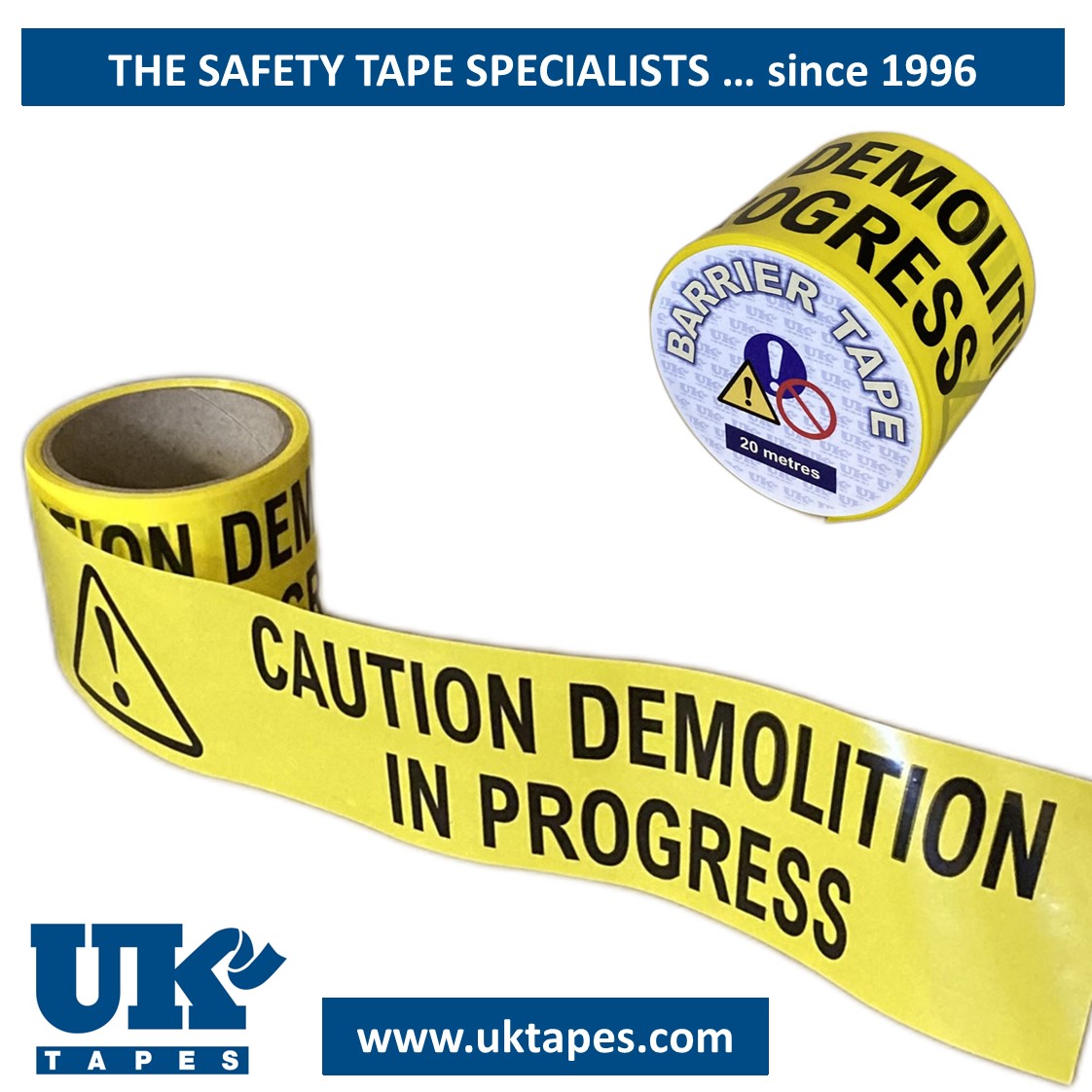 DEMOLITION IN PROGRESS barrier tape (20M)