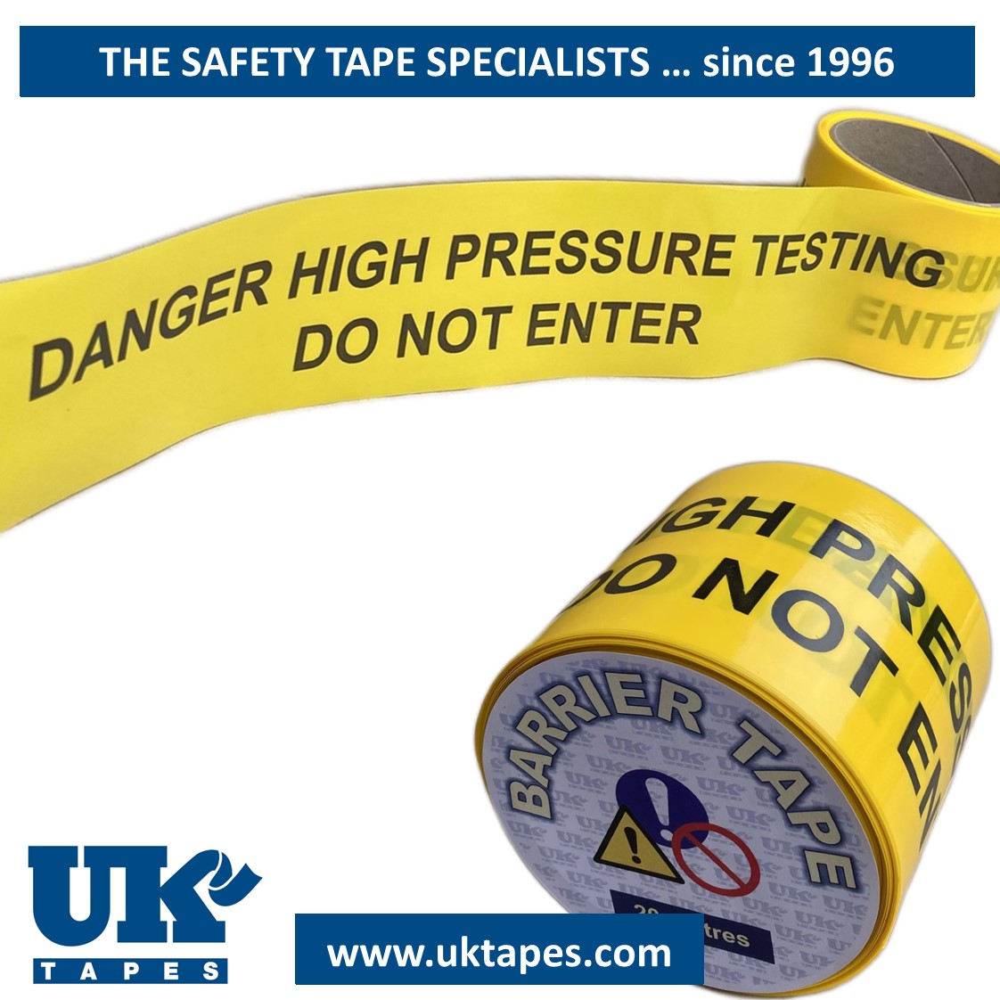 DANGER HIGH PRESSURE TESTING DO NOT ENTER barrier tape (20M)