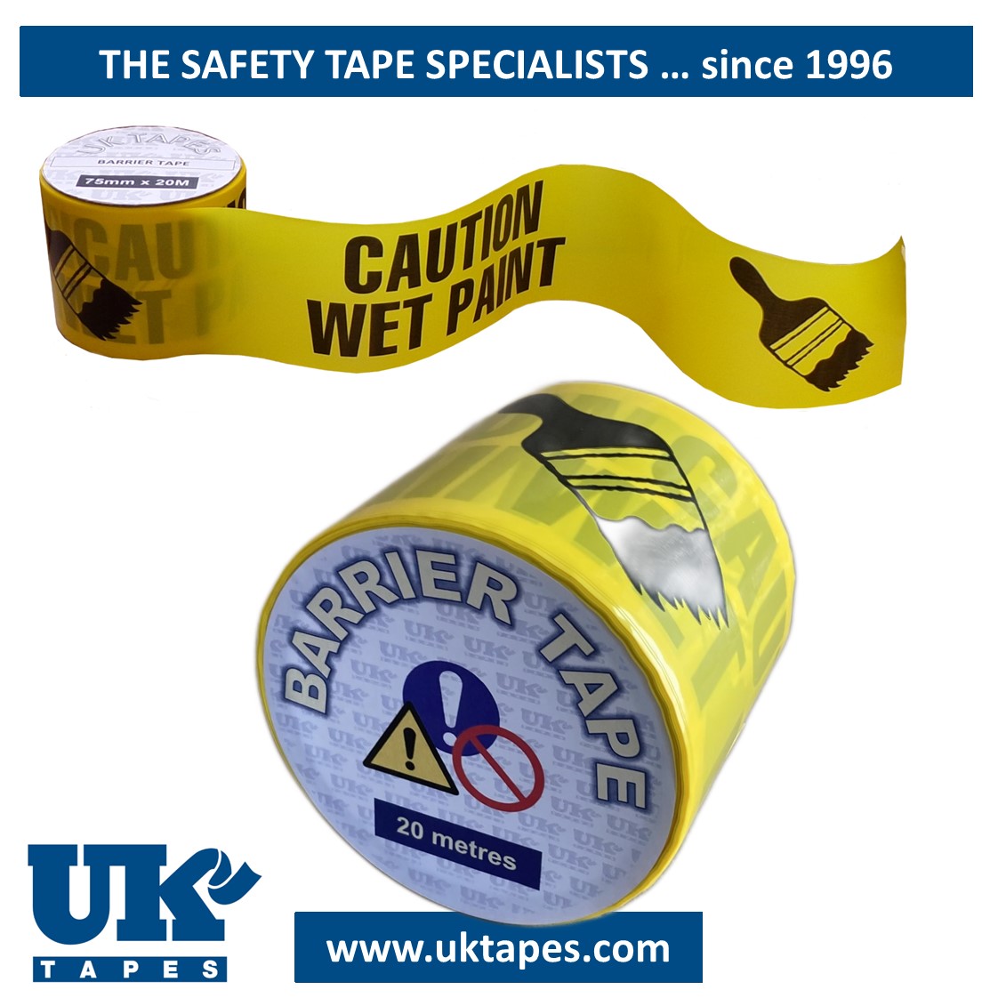 CAUTION WET PAINT barrier tape (20M)