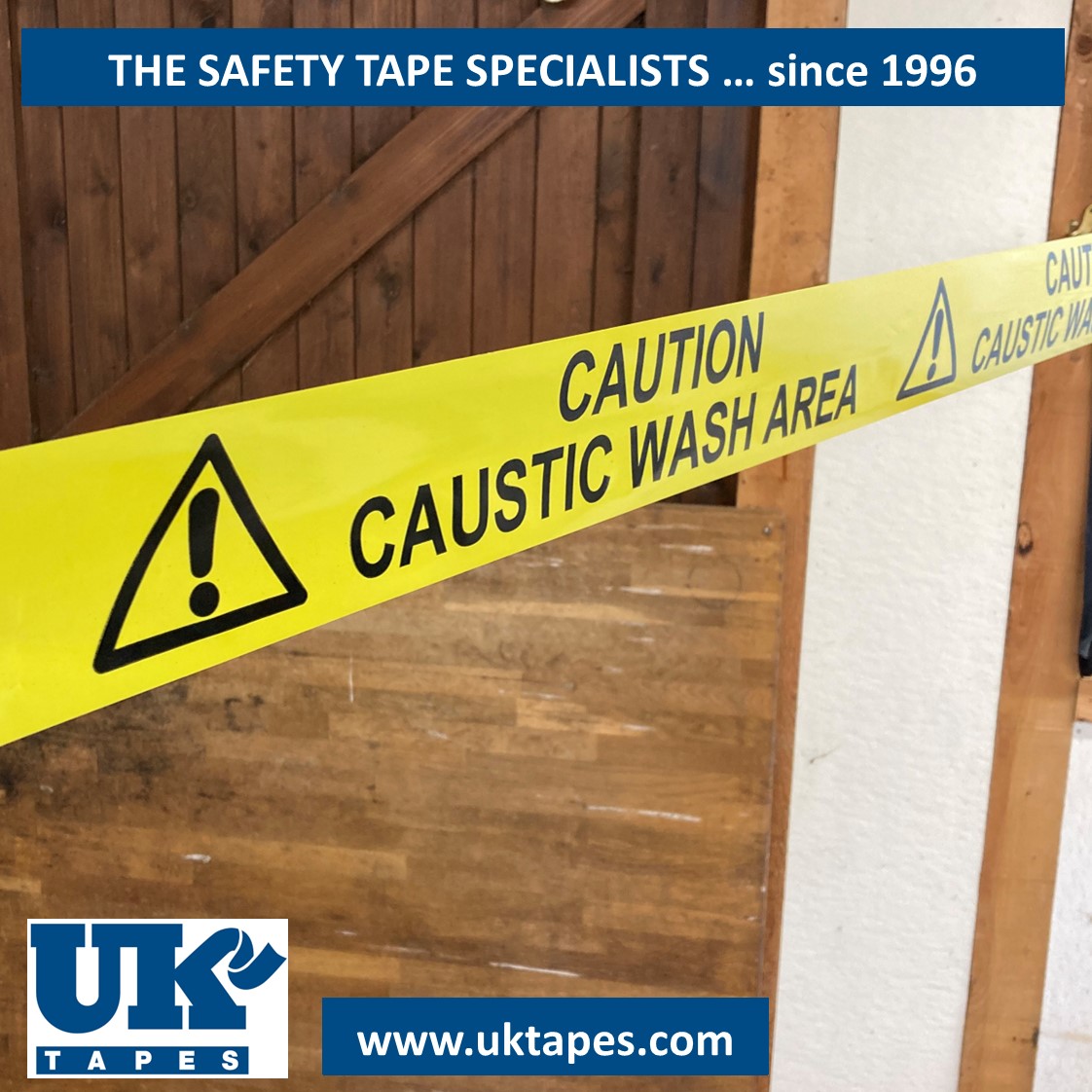 CAUTION CAUSTIC WASH AREA barrier tape (200M)