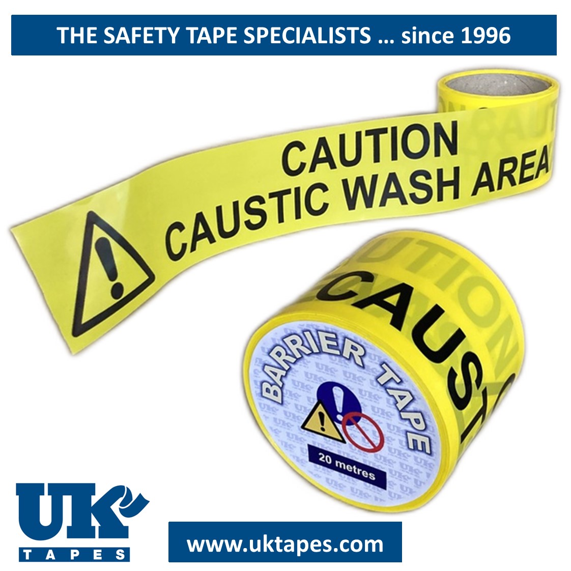 CAUSTIC WASH AREA barrier tape (20M)