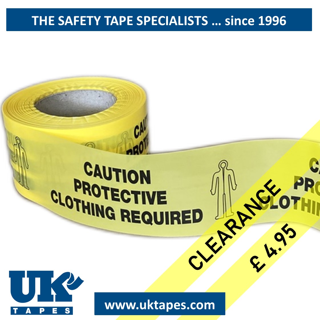 CAUTION PROTECTIVE CLOTHING REQUIRED barrier tape (200M)
