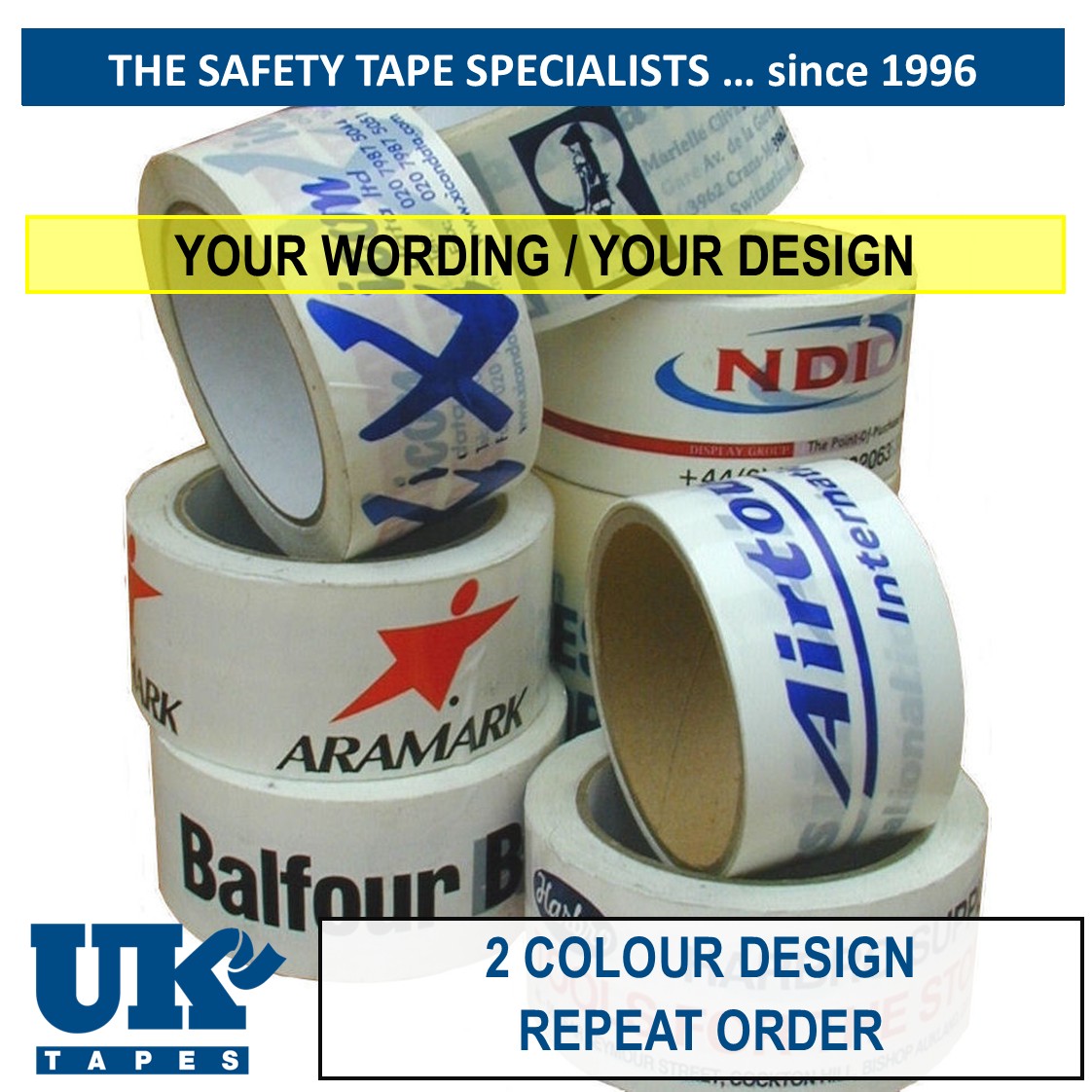 Custom printed adhesive tape (2 colour - repeat order)