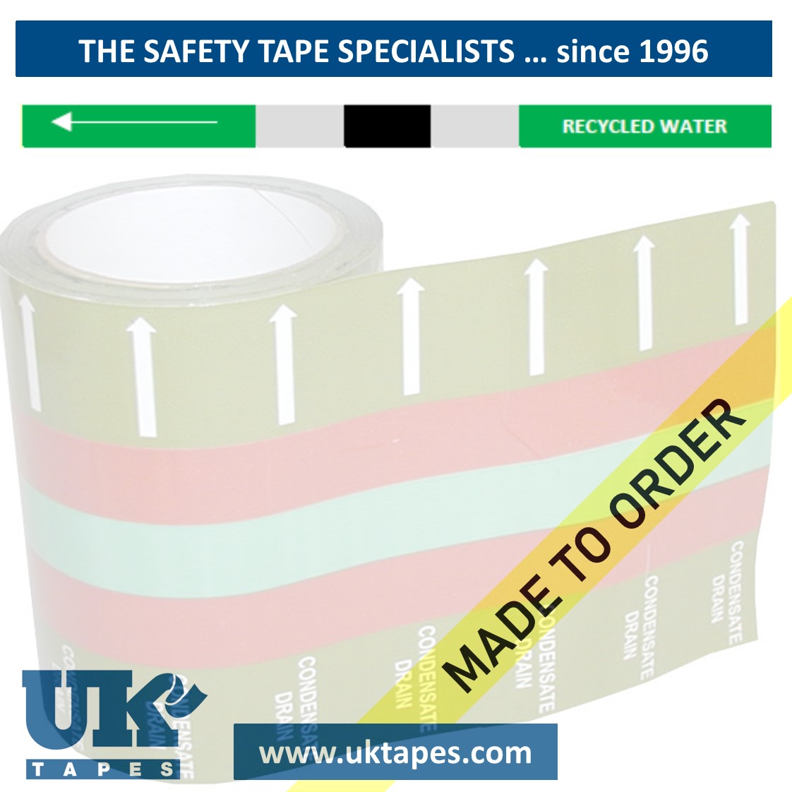 RECYCLED WATER self-adhesive pipe banding tape