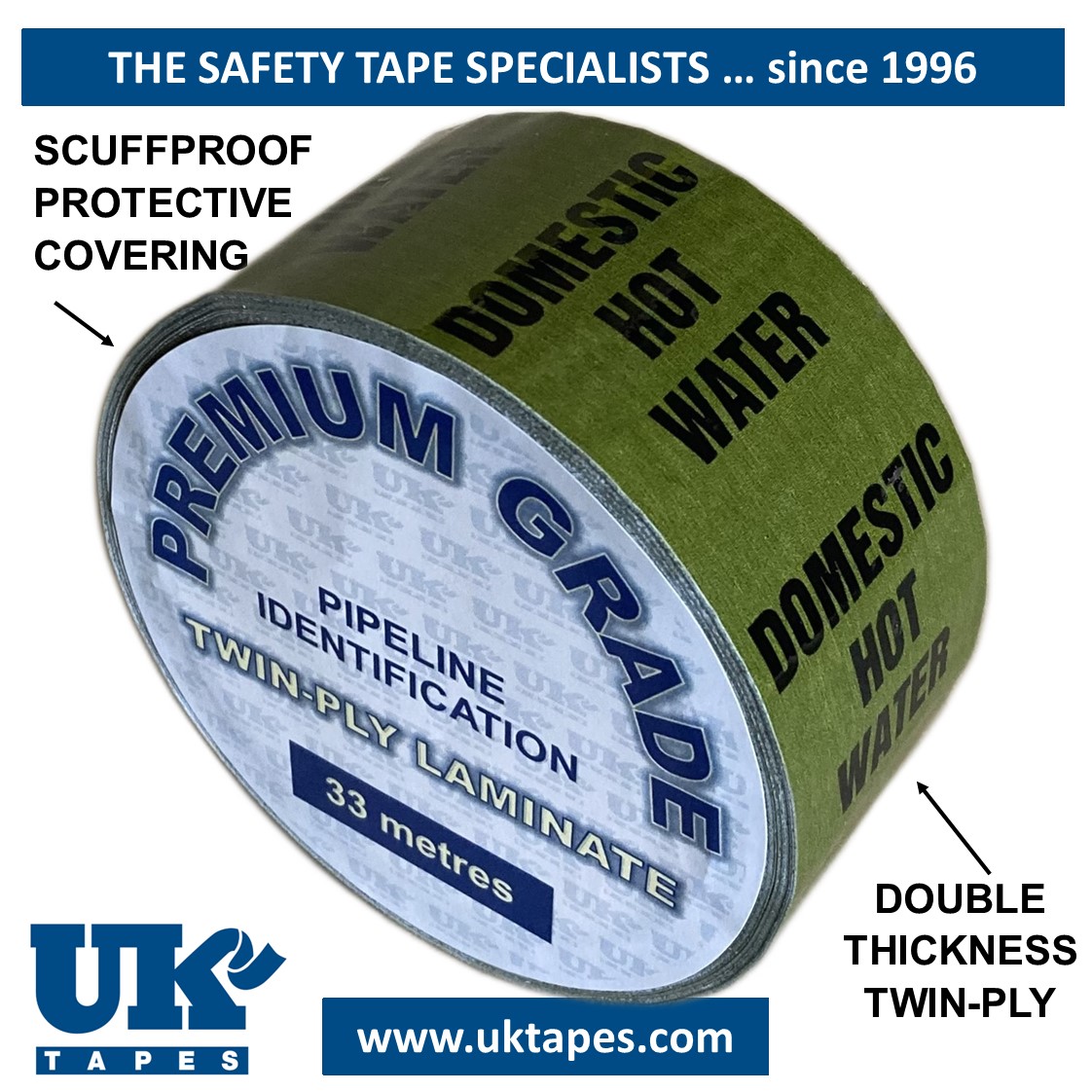 DOMESTIC HOT WATER Pipe Marking Tape