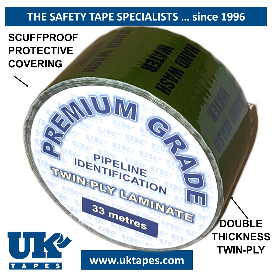 HAND WASH WATER Pipe Marking Tape