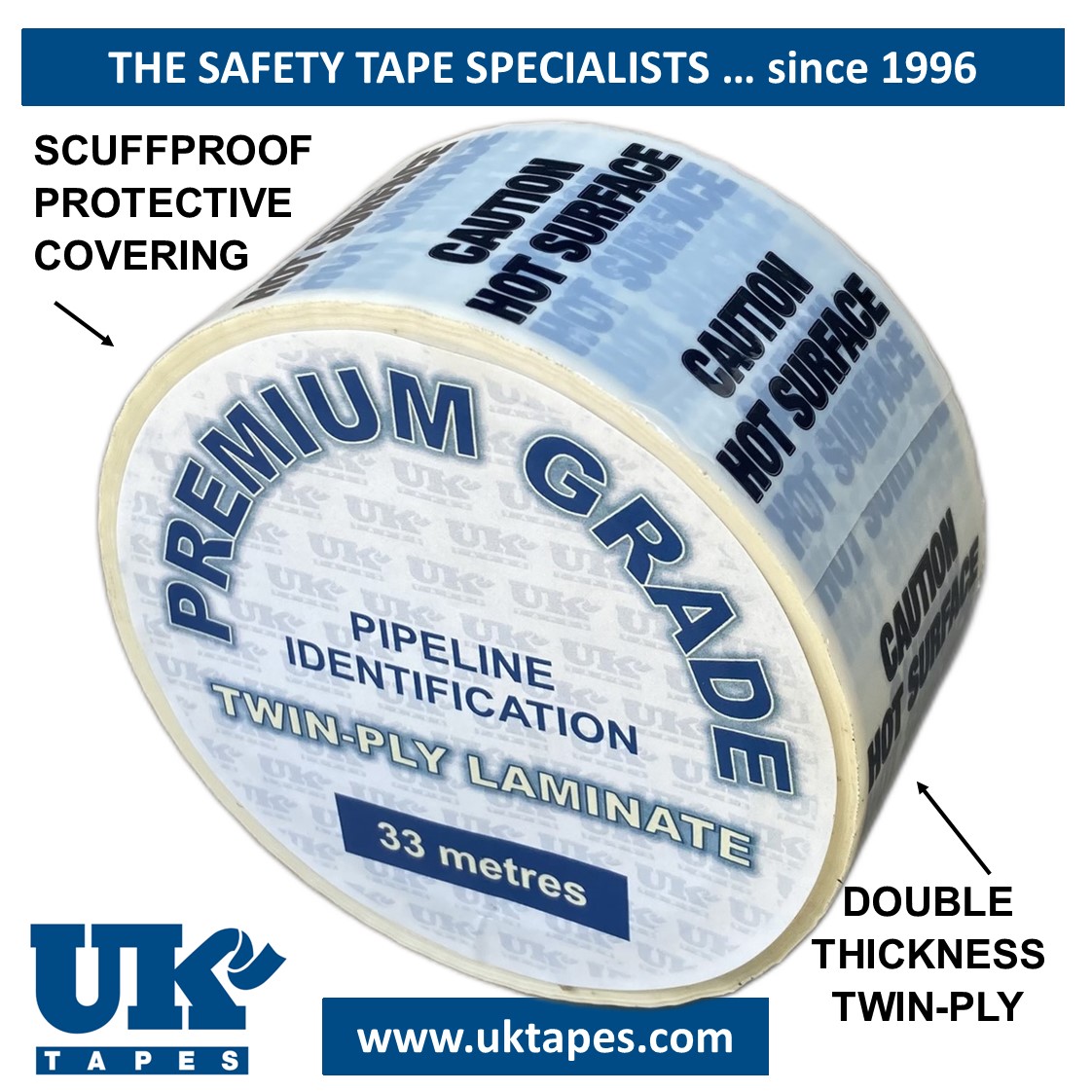 CAUTION HOT SURFACE Pipe Marking Tape