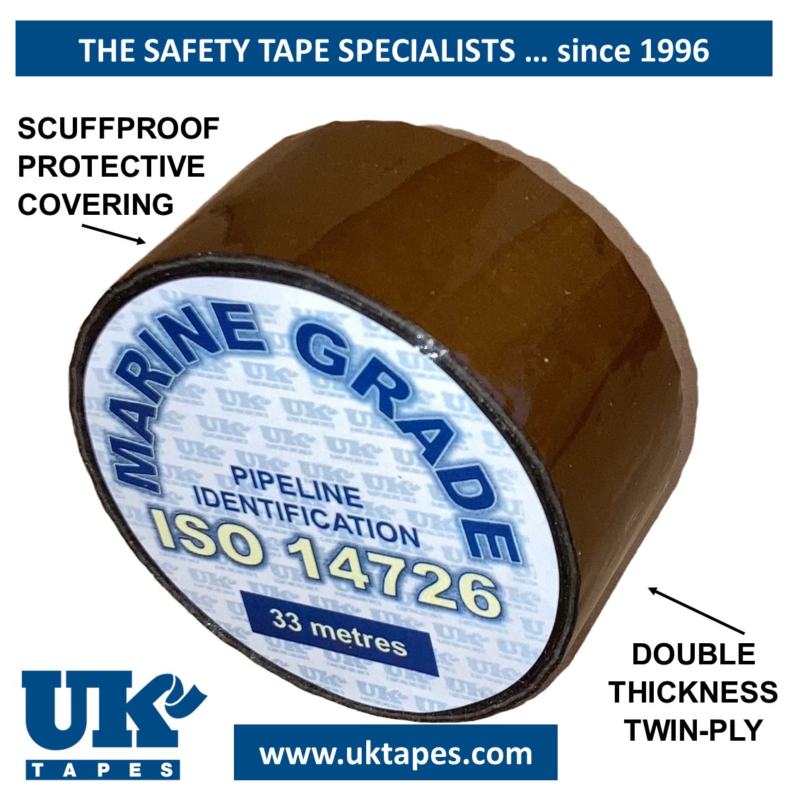BROWN Marine Grade Pipe Marking Tape to ISO 14726