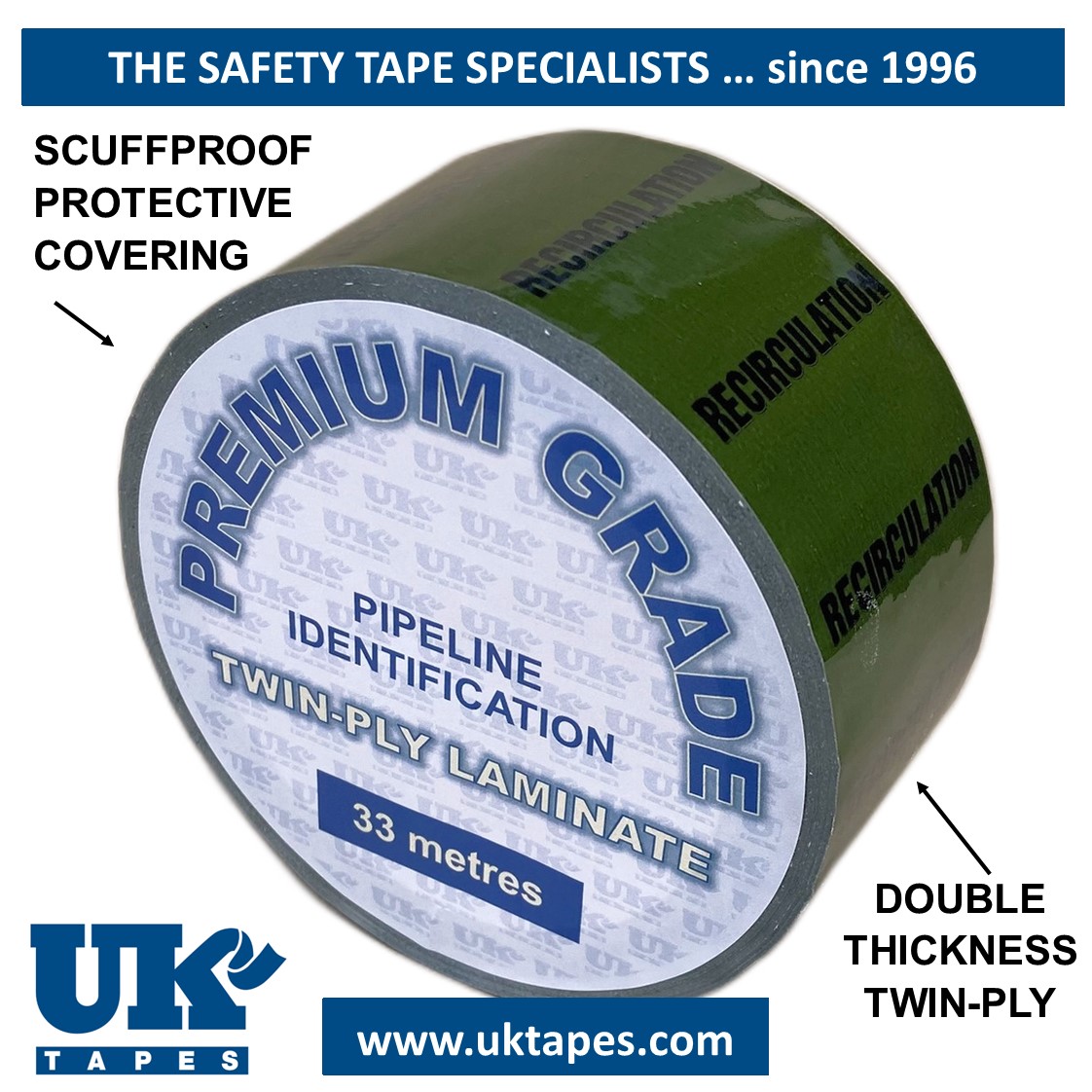 RECIRCULATION Pipe Marking Tape