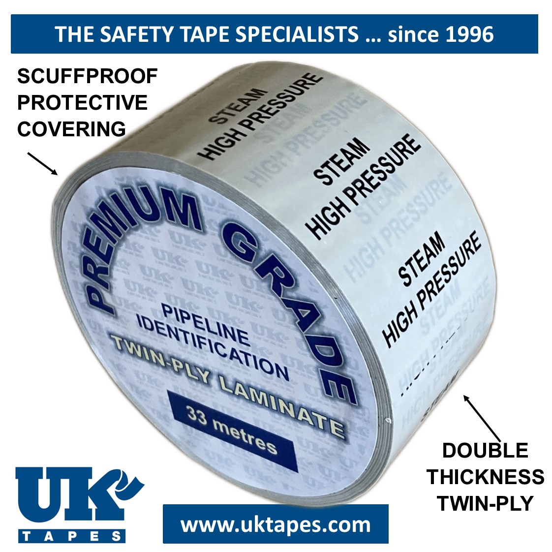 STEAM HIGH PRESSURE Pipe Marking Tape