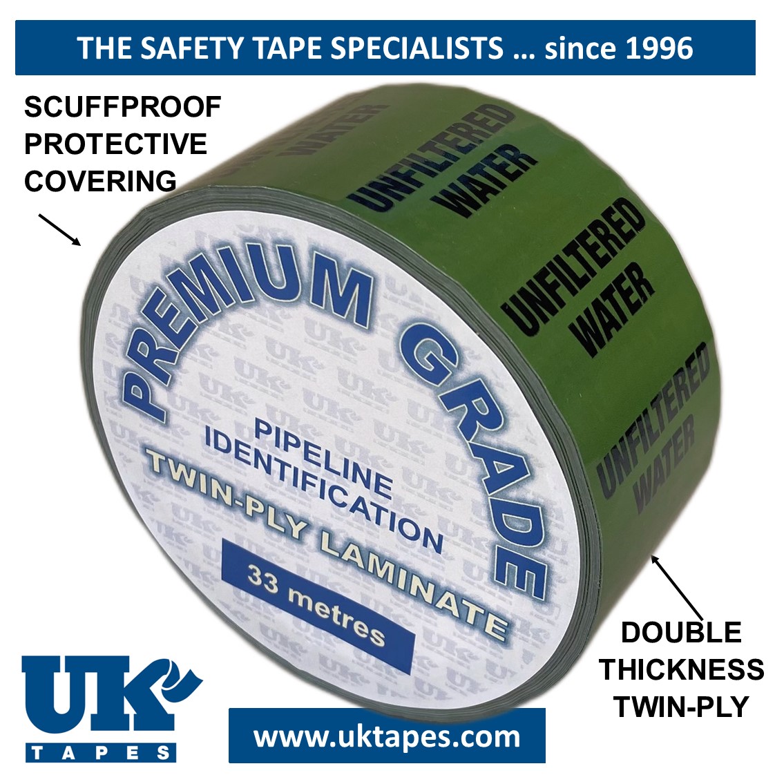 UNFILTERED WATER Pipe Marking Tape