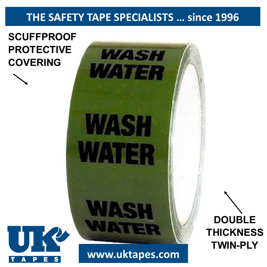 WASH WATER Pipe Marking Tape