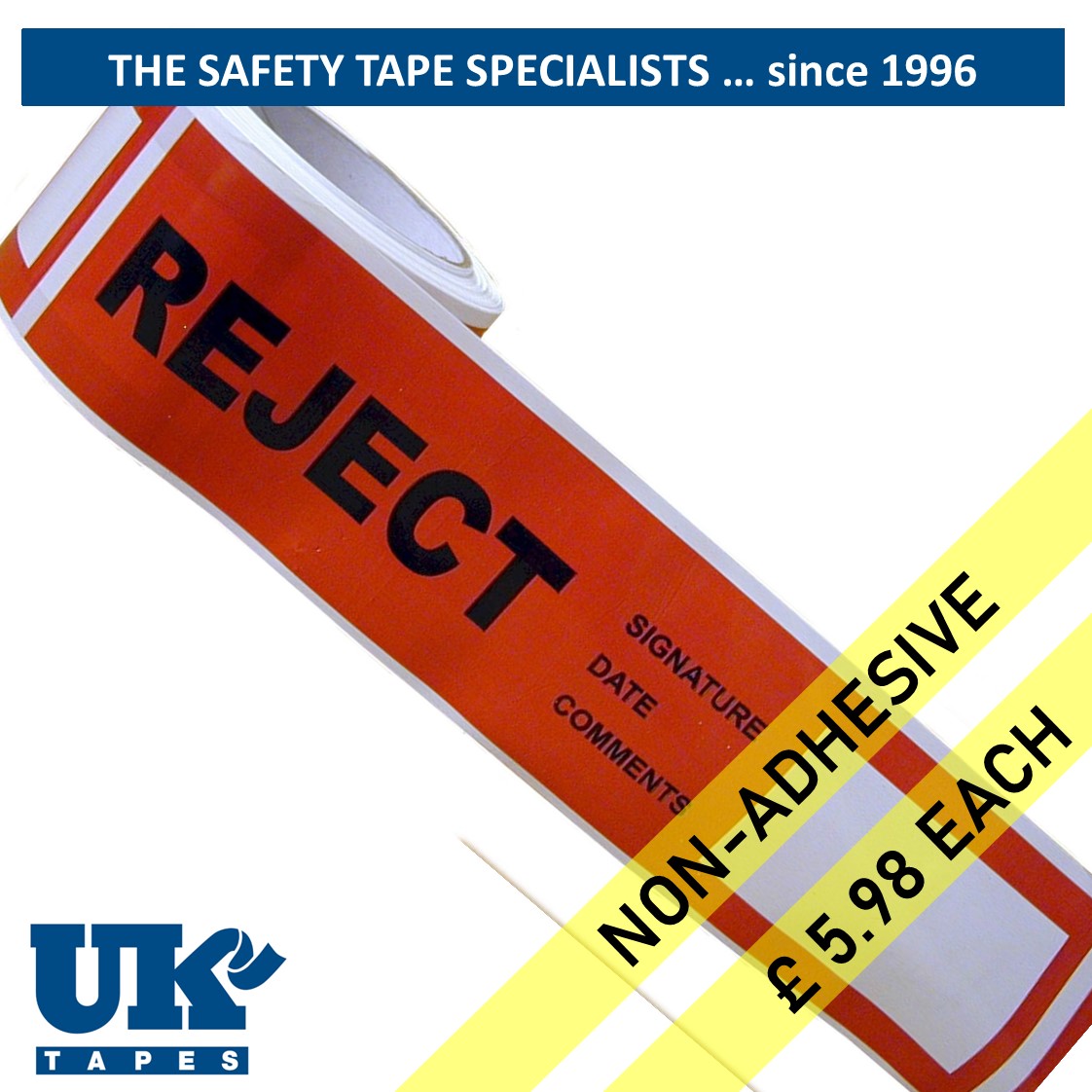 REJECT non-adhesive cordon tape