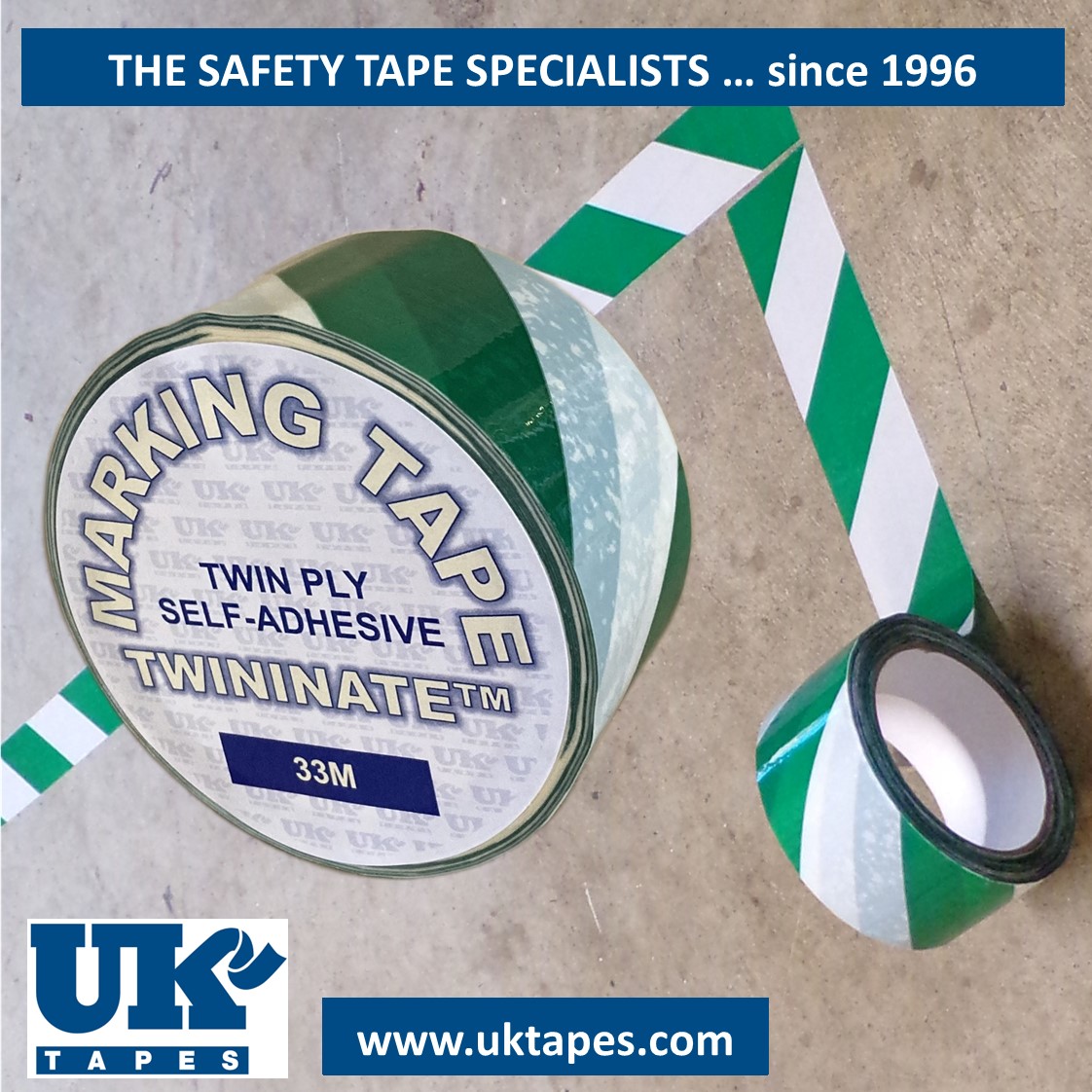 TWININATE&trade; marking tape: green & white