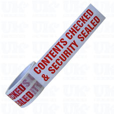 CONTENTS CHECKED & SECURITY SEALED adhesive tape