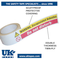 WARNING ENCAPSULATED ASBESTOS DO NOT DISTURB adhesive tape