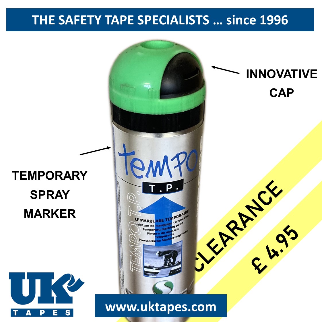 Green TEMPO spray marker paint