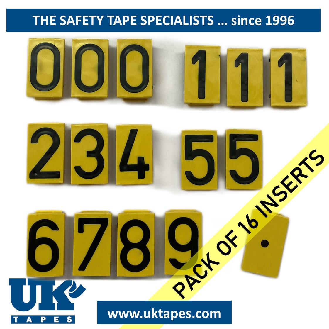 Identification number inserts - yellow (pack of 16)