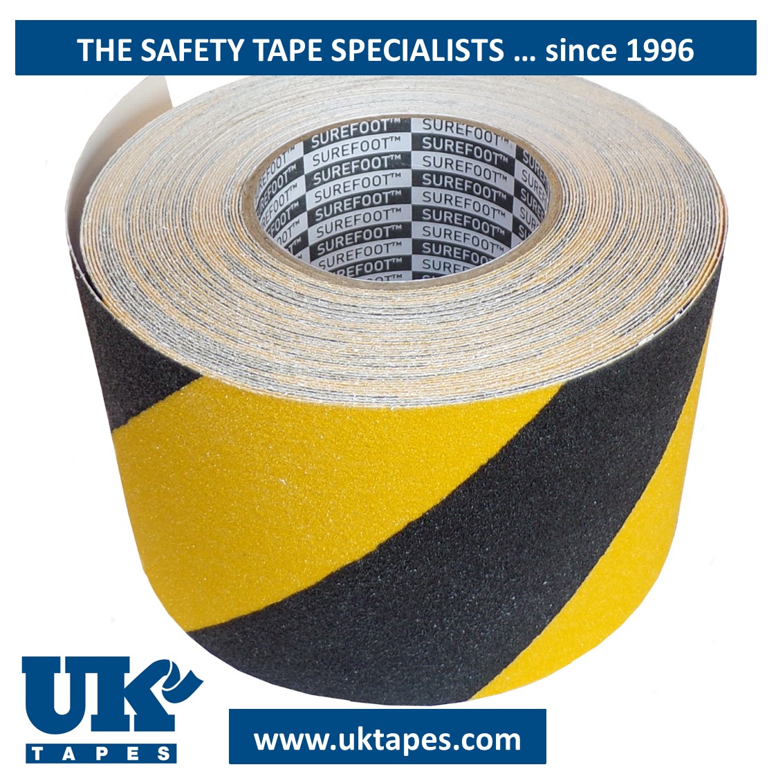 SUREFOOT&trade; Anti-slip tape: black & yellow (75mm)