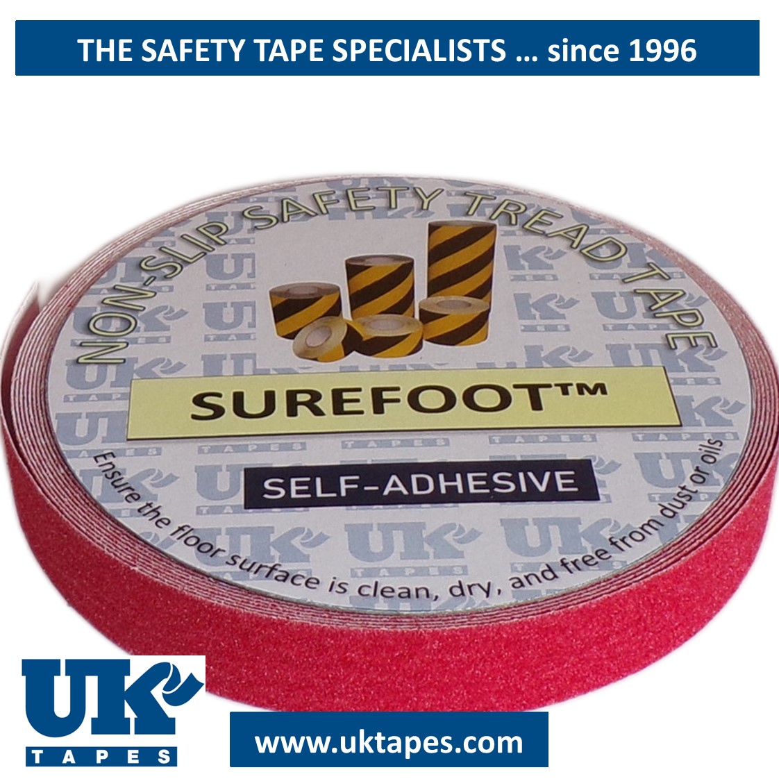 SUREFOOT&trade; Anti-slip tape: red (25mm)