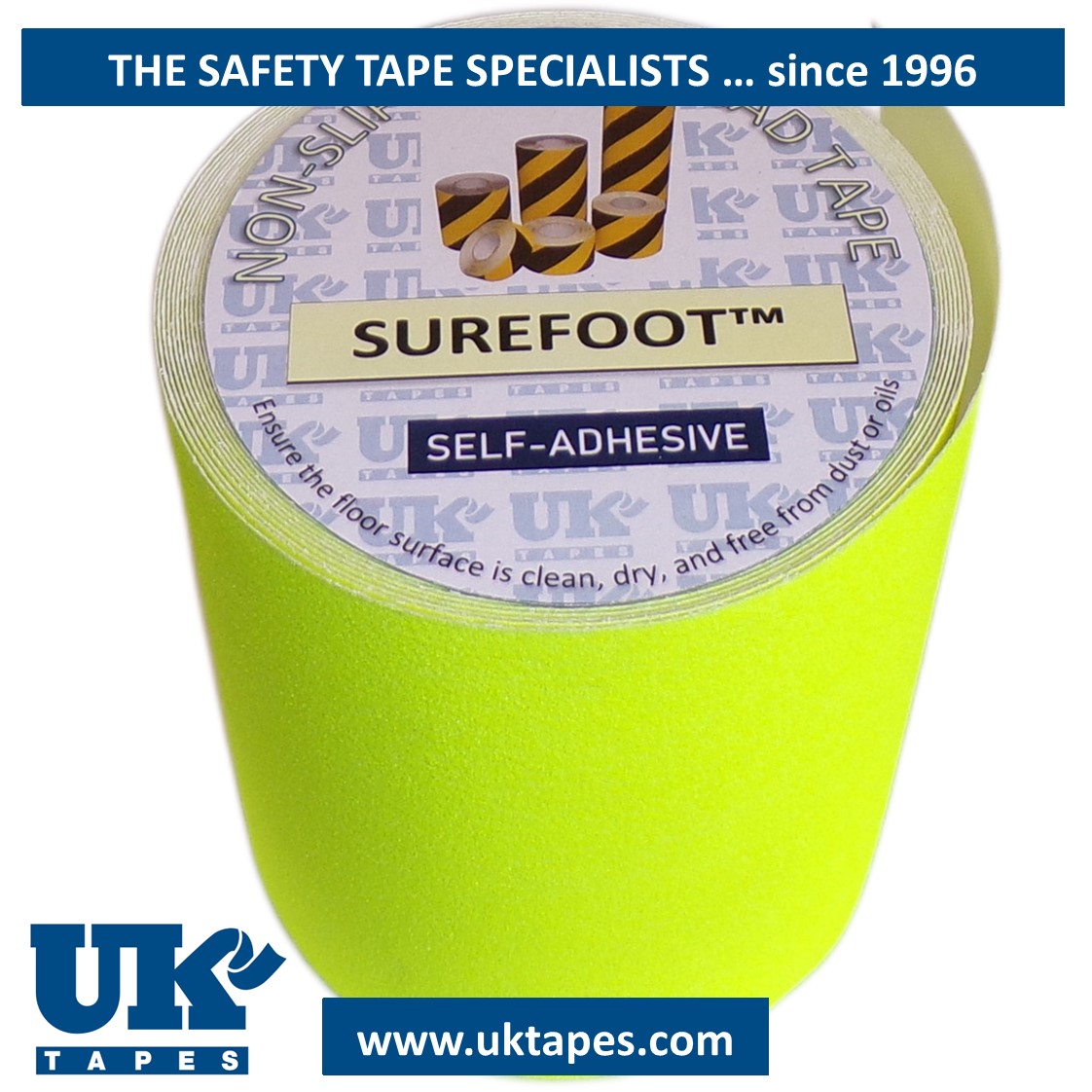 SUREFOOT&trade; Anti-slip tape: hi viz yellow (200mm)